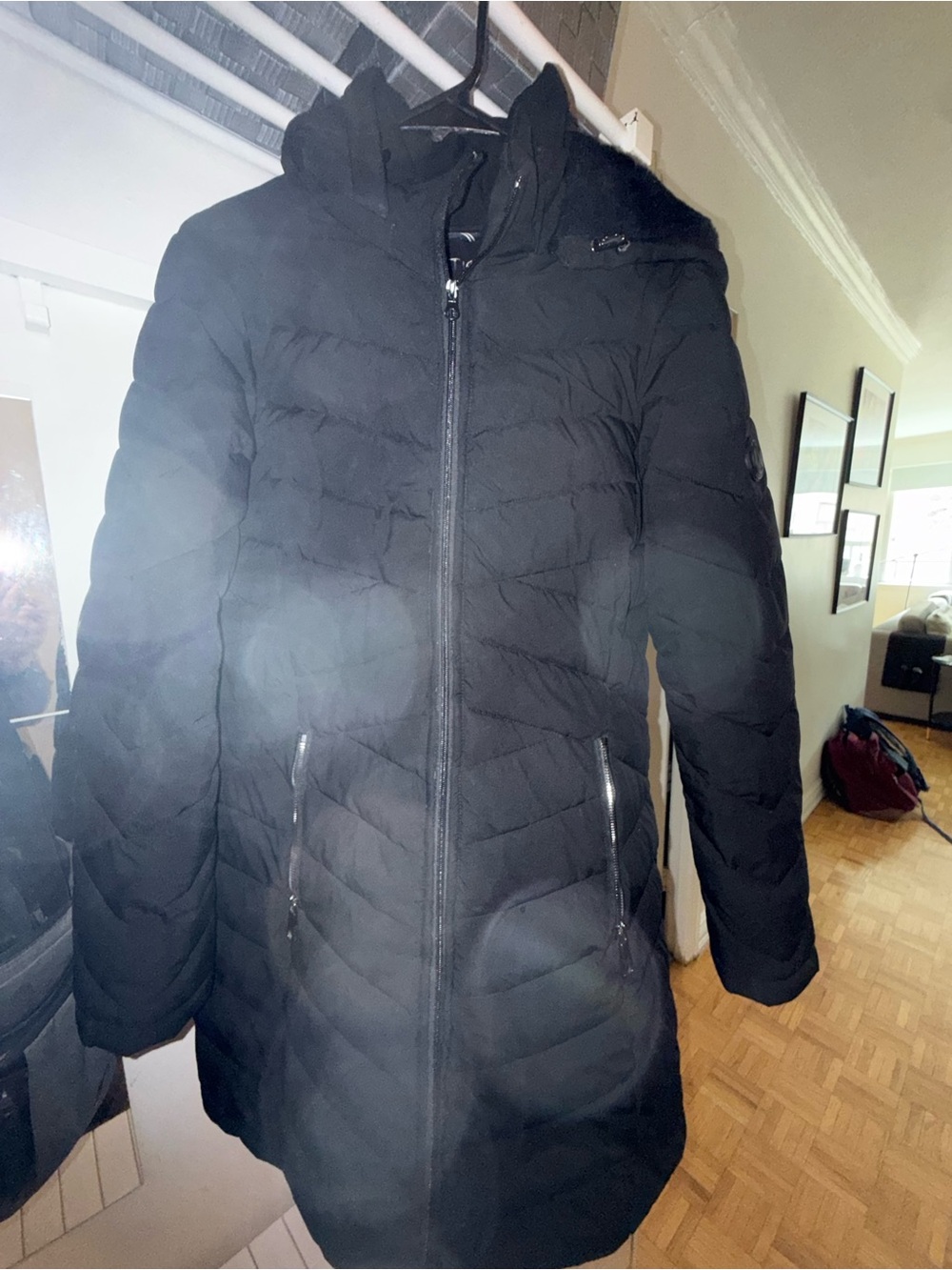 Nautica- Women’s Black Quilted Hooded Coat- Size L- good condition